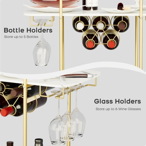 Wózek kuchenny z blatem roboczym, szafką, półkami regał na wino