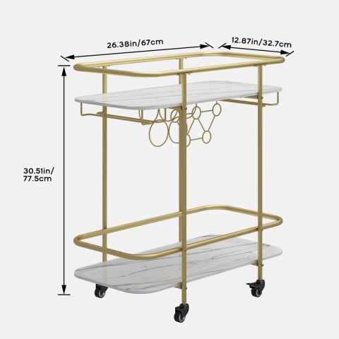 Wózek kuchenny z blatem roboczym, szafką, półkami regał na wino