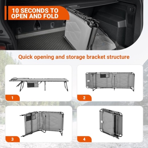 Zestaw 2 leżaków KingCamp składanych z poduszką, 5 pozycji ogrodowe plażowe