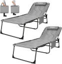 Zestaw 2 leżaków KingCamp składanych z poduszką, 5 pozycji ogrodowe plażowe
