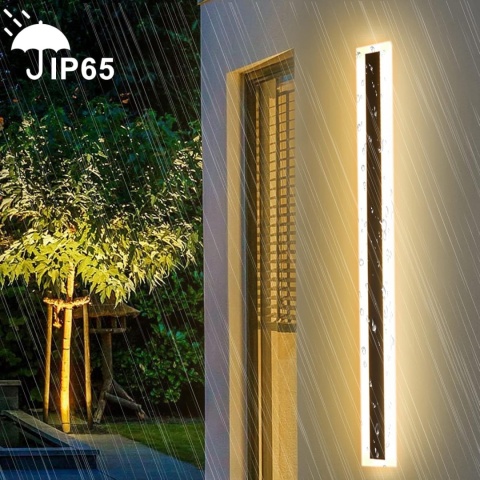 Zewnętrzna Długa Lampa Ścienna LED z Pilotem – 16 W, Ściemnialna 80 cm