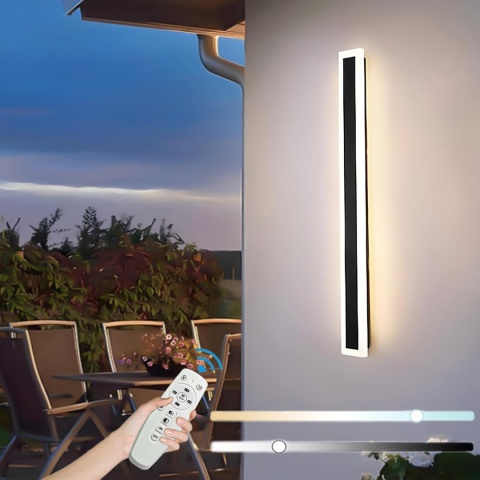 Zewnętrzna Długa Lampa Ścienna LED z Pilotem – 16 W, Ściemnialna 80 cm
