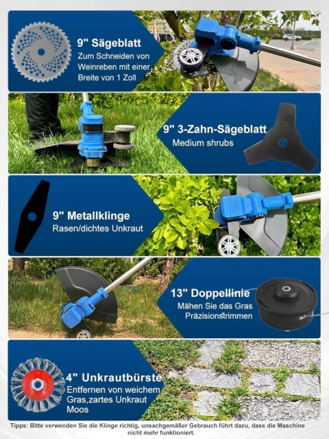 Akumulatorowa podkaszarka do trawy do akumulatorów Makita z 5 rodzajami ostrzy, bezszczotkowa