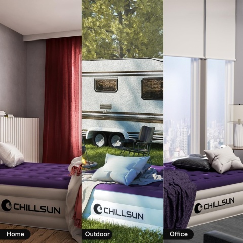 CHILLSUN materac dmuchany z elektryczną pompką 203 x 152 x 40 cm