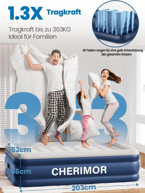 Materac dmuchany z elektryczną pompką 203 x 152 x 46 cm