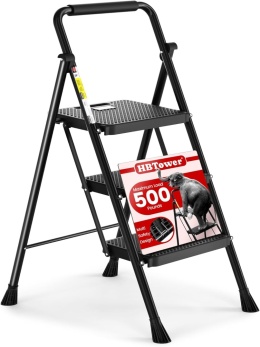 DRABINA DOMOWA BIUROWA 3 STOPNIOWA SKŁADANA LEKKA DUŻE 3 STOPNIE DO 150 KG