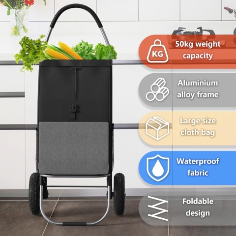 DROMEZ Wózek na zakupy, duże koła, wózek na zakupy, składany, 50 l