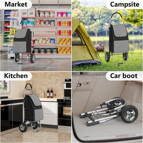 DROMEZ Wózek na zakupy, duże koła, wózek na zakupy, składany, 50 l