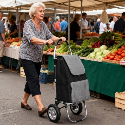 DROMEZ Wózek na zakupy, duże koła, wózek na zakupy, składany, 50 l
