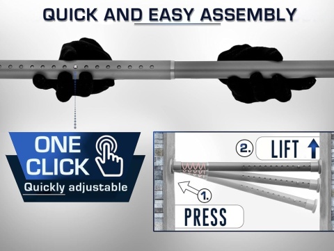 Drążek Karnisz Rozporowy MEISENBERG Szary Bez Wiercenia 110-160 cm 32mm