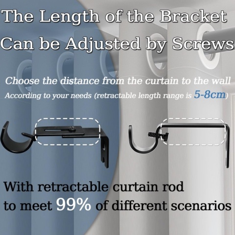 karnisz ze wspornikami wysuwanY karnisz do okien,(220-380 cm, srebrny)