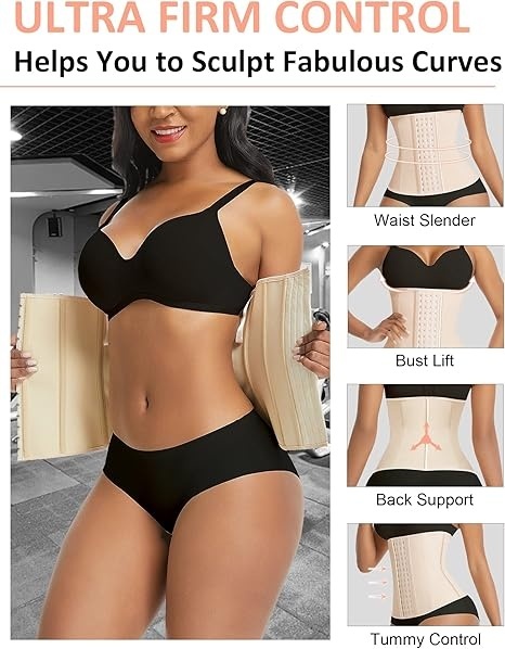 FeelinGirl Wyszczuplający Gorset Lateksowy z 9 Fiszbinami i Płaski Brzuch xxxl