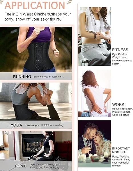 FeelinGirl Wyszczuplający Gorset Lateksowy z 9 Fiszbinami i Płaski Brzuch xxl