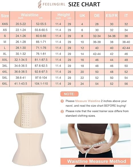 FeelinGirl Wyszczuplający Gorset Lateksowy z 9 Fiszbinami i Płaski Brzuch xxl