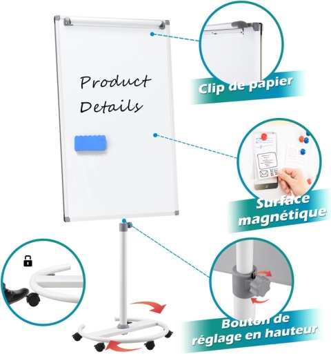 Flipchart Magnetyczny 70x100 Mobilny Tablica Magnetyczna na Kółkach GRATISY