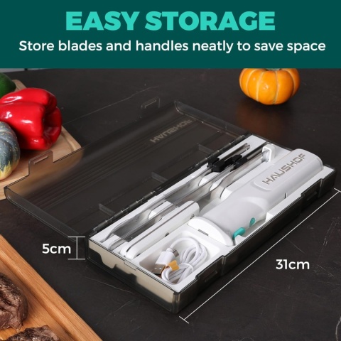 HAUSHOF 8V Zestaw noży elektrycznych bezprzewodowych + widelec etui