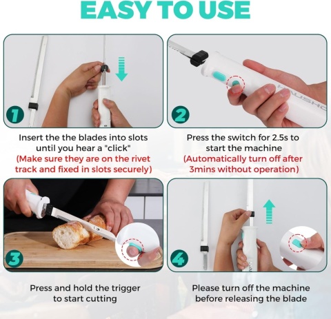 HAUSHOF 8V Zestaw noży elektrycznych bezprzewodowych + widelec etui