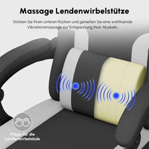 HapGIFT fotel gamingowy, ergonomiczny z podnóżkiem, z funkcją masażu