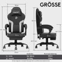 HapGIFT fotel gamingowy, ergonomiczny z podnóżkiem, z funkcją masażu