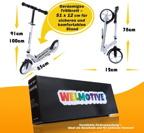 Hulajnoga miejska składana dla dzieci i dorosłych do 100kg Welmotive