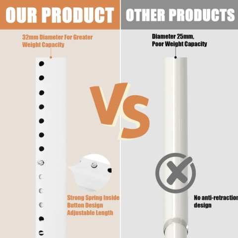 Karnisz, wysuwany drążek teleskopowy, bardzo gruby czarny 110 - 365 CM