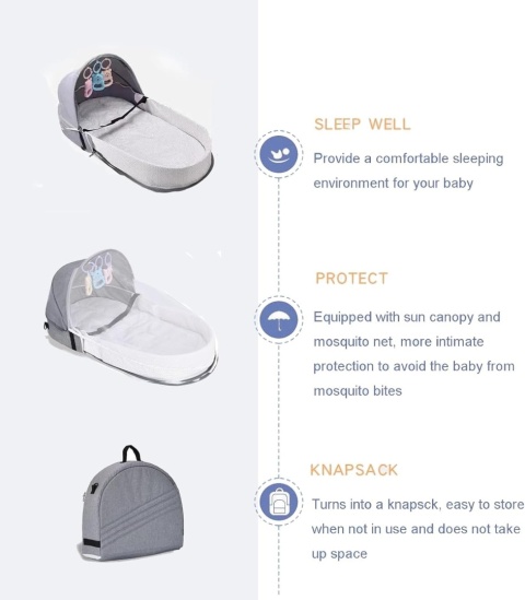 ŁÓŻECZKO TURYSTYCZNE SKŁADANE NAMIOT Z MOSKITIERĄ 82CM