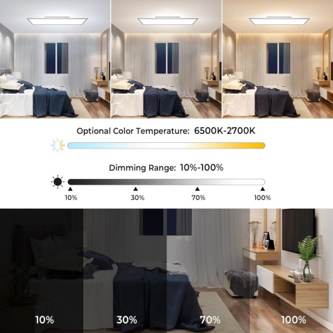 Lampa sufitowa LED, możliwość ściemniania, 120 x 30 cm, z pilotem