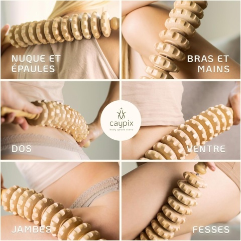 MASAŻER drewniany do nóg ciała ud ROLLER masaż RĘCZNY antycellulitowy