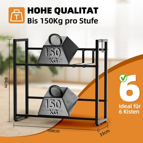 METALOWY REGAŁ NA SKRZYNKI Z NAPOJAMI NA 6 SKRZYNEK Z PÓŁKĄ CZARNY