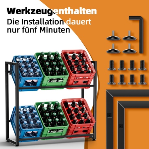 METALOWY REGAŁ NA SKRZYNKI Z NAPOJAMI NA 6 SKRZYNEK Z PÓŁKĄ CZARNY