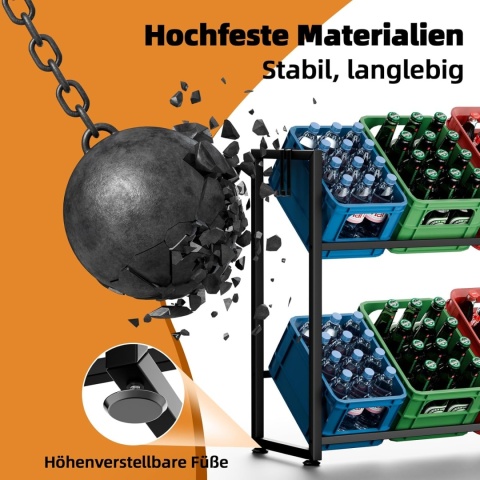 METALOWY REGAŁ NA SKRZYNKI Z NAPOJAMI NA 6 SKRZYNEK Z PÓŁKĄ CZARNY