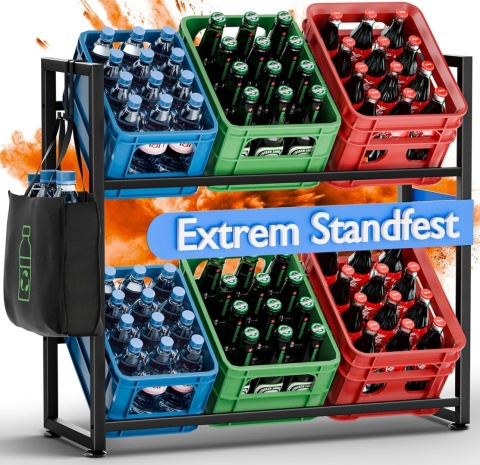 METALOWY REGAŁ NA SKRZYNKI Z NAPOJAMI NA 6 SKRZYNEK Z PÓŁKĄ CZARNY