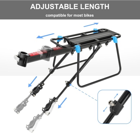 Mimoke Regulowany bagażnik rowerowy ze stopu aluminium