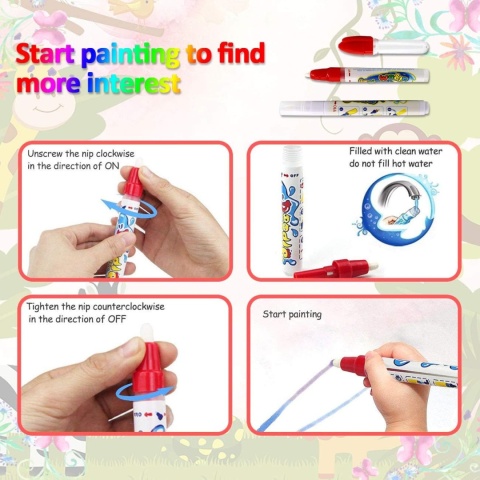 PHYLES Dywanik do Rysowania, Doodle Matowy, Aqua Rysunek 6 Kolorów XL