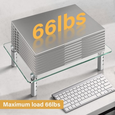 PODSTAWKA POD MONITOR, stojak 2sztuki, szklany z regulacją wysokości