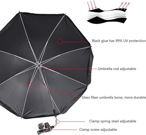 STARRY CITY Parasol na krzesło z regulowanym zaciskiem 105 cm, UPF 50+