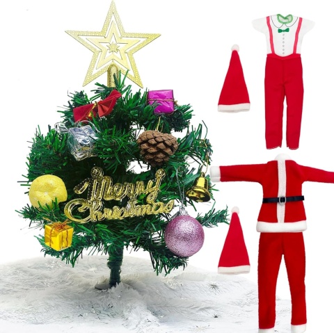 ŚWIĄTECZNE UBRANKA I DEKORACJE NA BOŻE NARODZENIE DLA LALKI KEVIN I BABI