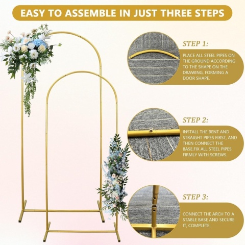 Stojak Łuk na balony Ścianka złota Wesele Stelaż 2m