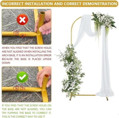 Stojak Łuk na balony Ścianka złota Wesele Stelaż 1.8 m