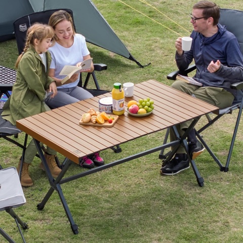 Stół kempingowy TIMBER RIDGE składany regulowany aluminiowy dla 4-6 osób