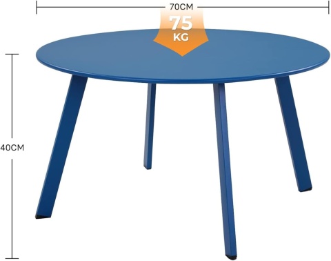 Stolik kawowy Grand Patio Niebieski Stalowy Stylowy 70 x 70 x 40 cm