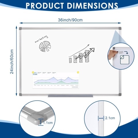 Swansea tablica magnetyczna, 90 x 60 cm, suchościeralna A1