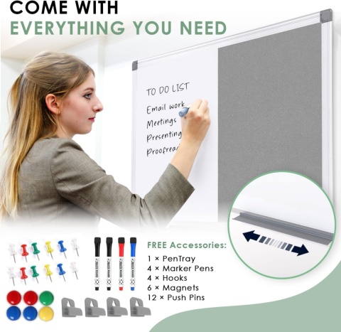 Tablica magnetyczna suchościeralna 45 x 60cm plus material 2 w 1