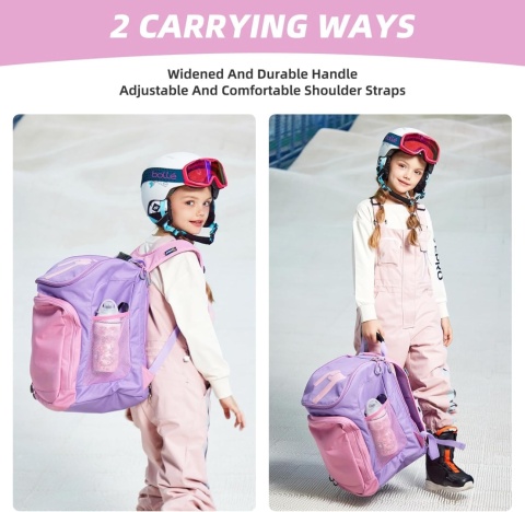 Torba na łyżwy, rolki, buty narciarskie 35 l dla dzieci z kieszenią na kask
