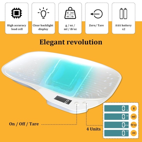 Waga 4w1 dla małych dzieci lub zwierząt 50g -15 kg - BIAŁA