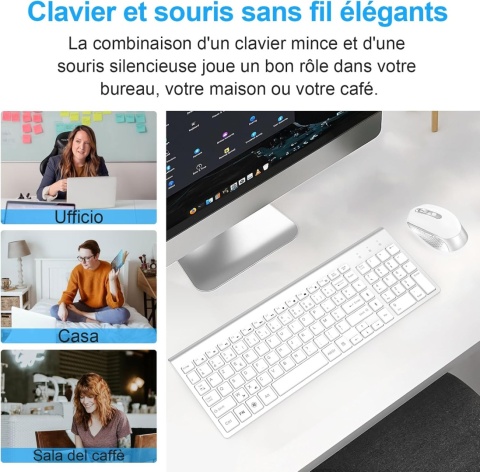 ZESTAW BEZPRZEWODOWY KLAWIATURA+MYSZ 2.4GHz USB–CICHA, QWERTY