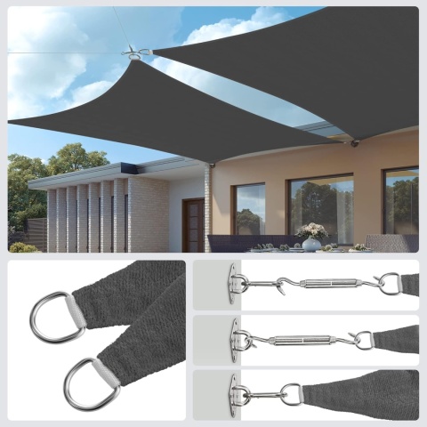 Żagiel przeciwsłoneczny OGRODOWY antracytowy 5 x 5 m ciemny szary