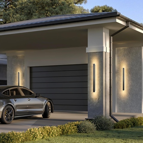 LED Villa długa czarna wodoodporna lampa Ip65 aluminium akryl na zewnątrz 100 cm