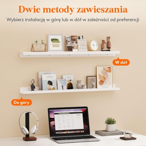 91cm długie pływające półki na ścianę, akrylowa 2 szt Lifewit