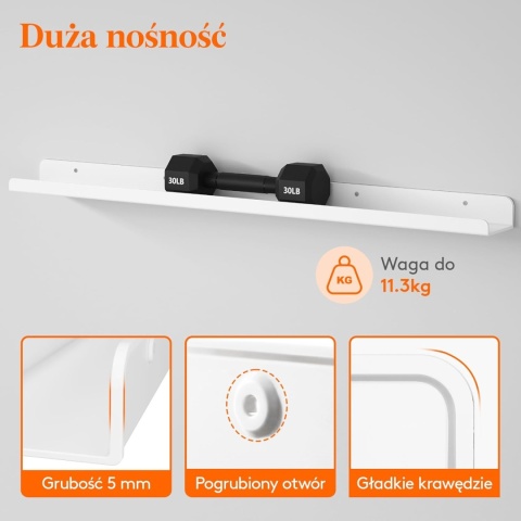 91cm długie pływające półki na ścianę, akrylowa 2 szt Lifewit